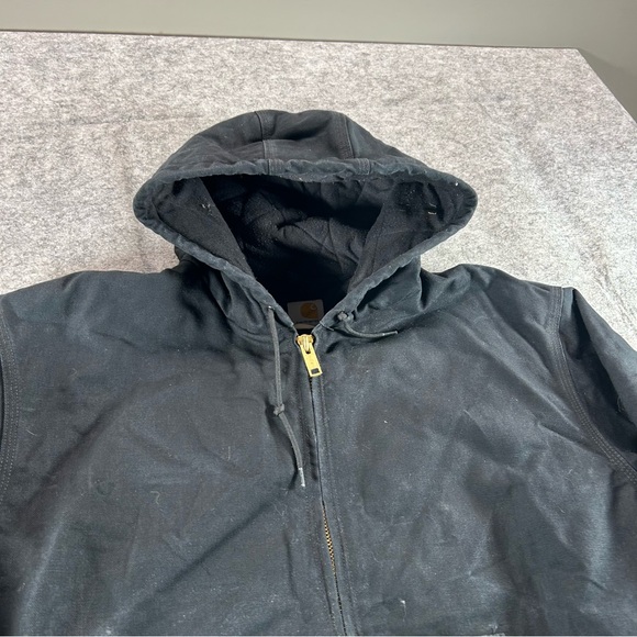 Vintage Carhartt Jacket Mens XL Navy Blue Hooded Active Workwear Outdoor Canvas - Picture 2 of 7